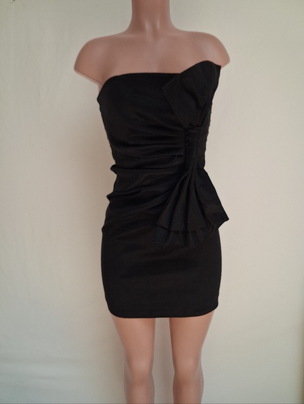 Planet Gold Couture Strapless Side Bow Ruched Bodycon Dress L
